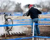 A bike gets washed down after the Masters Women 35-39 race. © Cyclocross Magazine